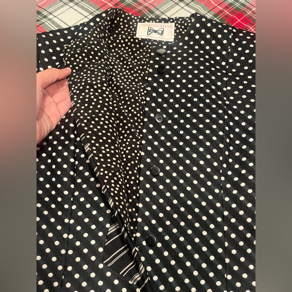 VINTAGE RARE Unique 90s "Geoffrey Beene" Trompe' O'eil polka-dot Jacket - Picture 3 of 8